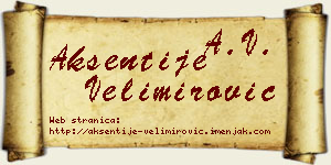 Aksentije Velimirović vizit kartica